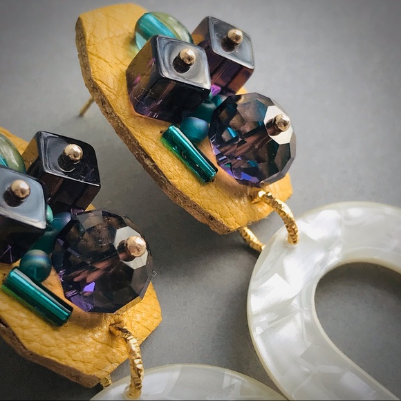 Earrings with acrylic pendant - Picture 4 of 15